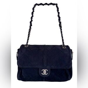 CHANEL TIMELESS CLASSIC DARJEELING FLAP BAG IN BLACK CHANEL NUBUCK LEATHER
